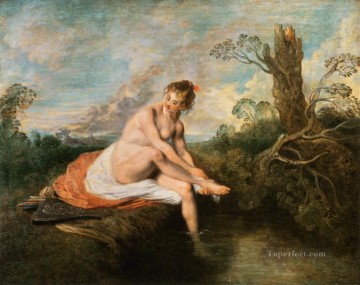 アントワーヌ・ワトー Painting - ダイアナがお風呂にいる ジャン・アントワーヌ・ワトー